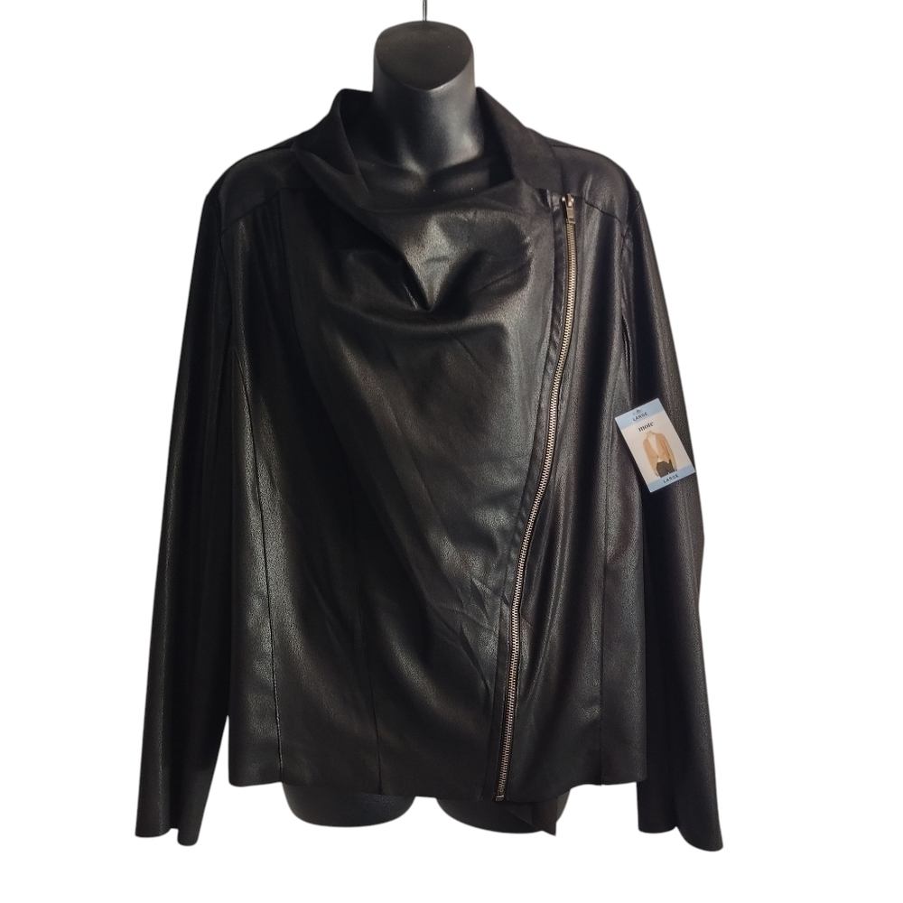 Mote Drape Jacket Black Faux Suede Full Zip Lightweight Soft Women's Size M NWT